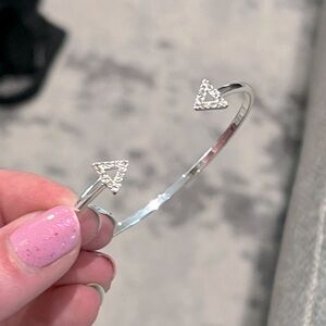 Stella & Dot silver & crystal triangle /arrows Cuff Bracelet